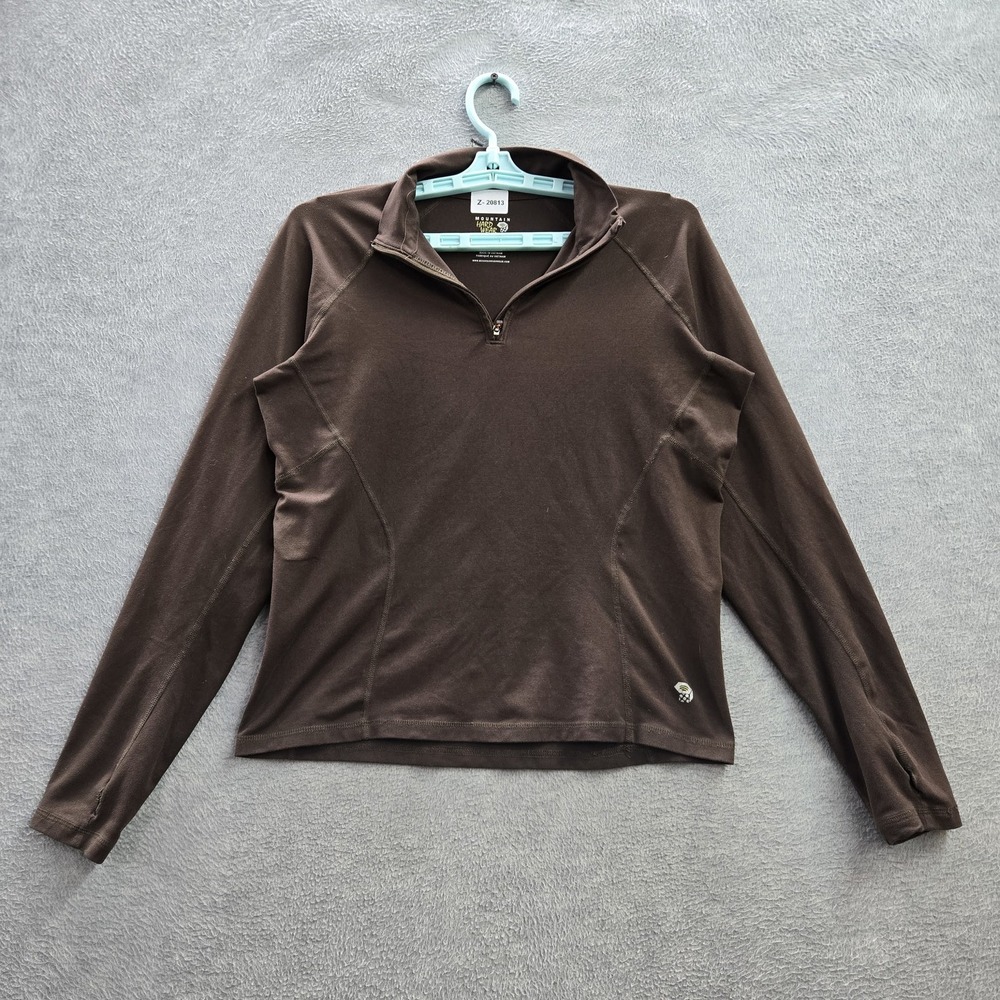 Mountain Hardwear Women Sweatshirt M Brown Logo‎ Activewear Quarter Zipper